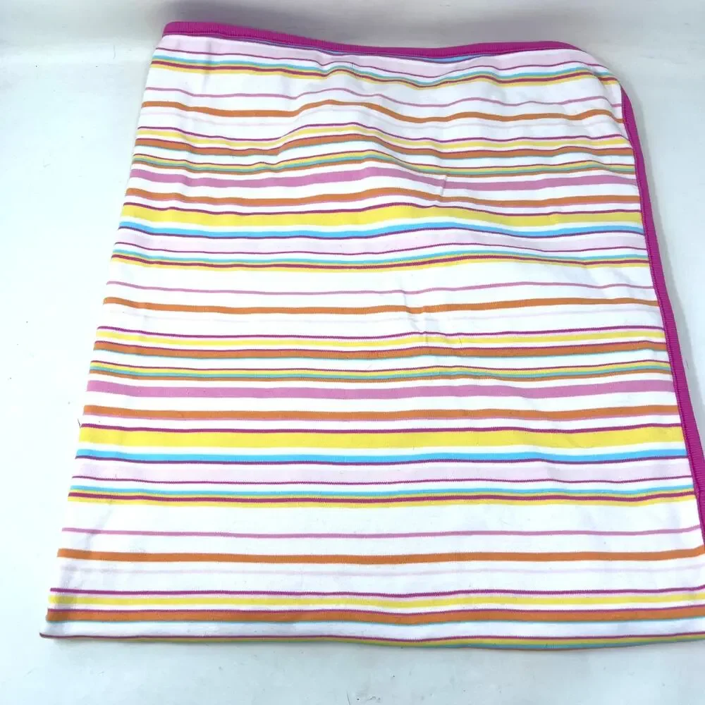 Baby‎ Gap Vintage Blanket Cotton Reversible Pink Striped Tropical Fish 2003